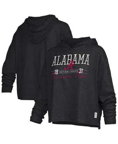 Pressbox Women's Alabama Crimson Tide Castillo Slub Long-sleeve Hooded T-shirt In Black