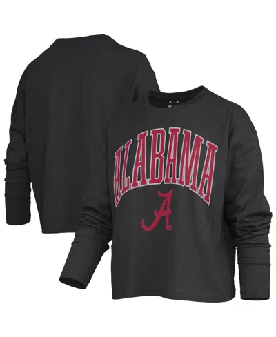 Pressbox Women's Alabama Crimson Tide Motley Boxy Burnout Long-sleeve T-shirt In Black