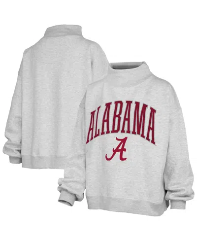 Pressbox Women's Alabama Crimson Tide Nelson Texture Lingo Oversized Mock Neck Fleece Sweatshirt In Gray