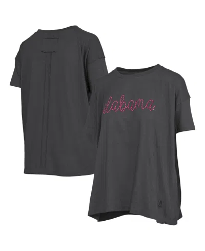 Pressbox Women's Alabama Crimson Tide Oversized Script Wordmark T-shirt In Heather Black
