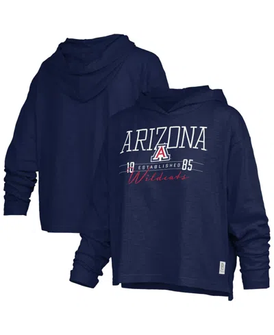 Pressbox Women's Arizona Wildcats Castillo Hooded Oversized Slub Long-sleeve Graphic T-shirt In Navy