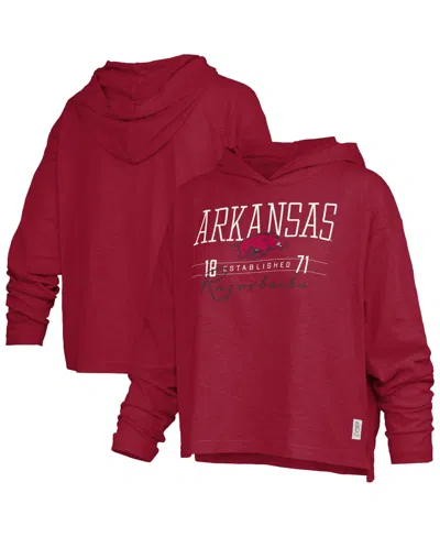 Pressbox Women's Arkansas Razorbacks Castillo Oversized Long-sleeve Hooded T-shirt In Burgundy