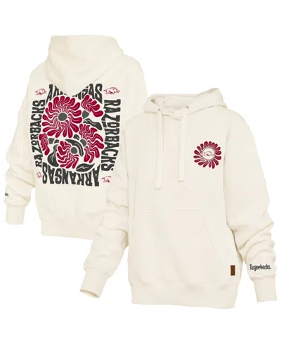 Pressbox Women's Arkansas Razorbacks Elena Janise Fleece-lined Dropped-shoulders Hoodie In Cream