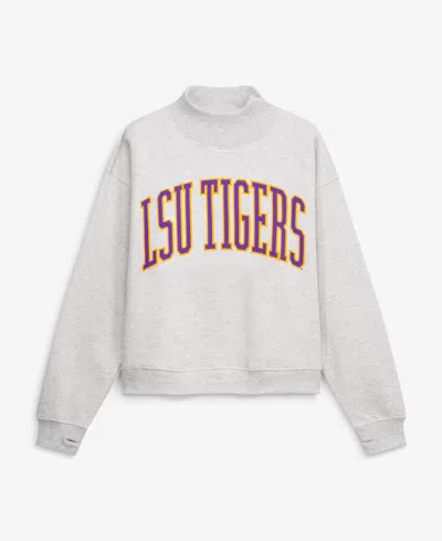 Pressbox Women's Ash Lsu Tigers Oversized Nelson Mock Neck Sweatshirt In Neutral