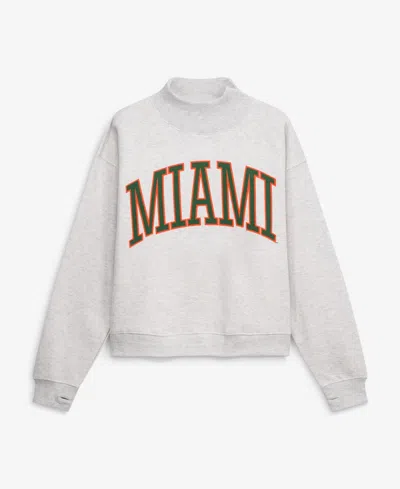 Pressbox Women's Ash Miami Hurricanes Oversized Nelson Mock Neck Sweatshirt