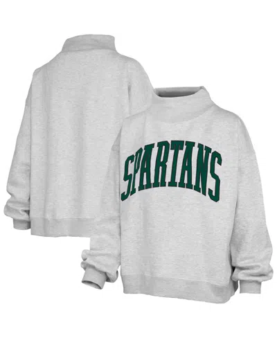 Pressbox Women's Ash Michigan State Spartans Oversized Nelson Mock Neck Sweatshirt In Gray