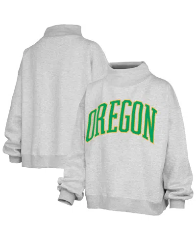Pressbox Women's Ash Oregon Ducks Oversized Nelson Mock Neck Sweatshirt In Gray