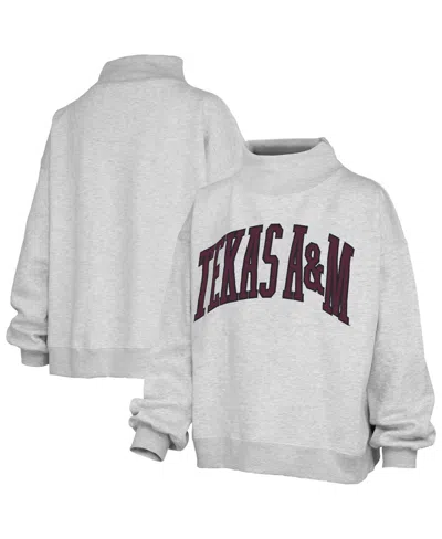 Pressbox Women's Ash Texas A M Aggies Oversized Nelson Mock Neck Sweatshirt In Gray
