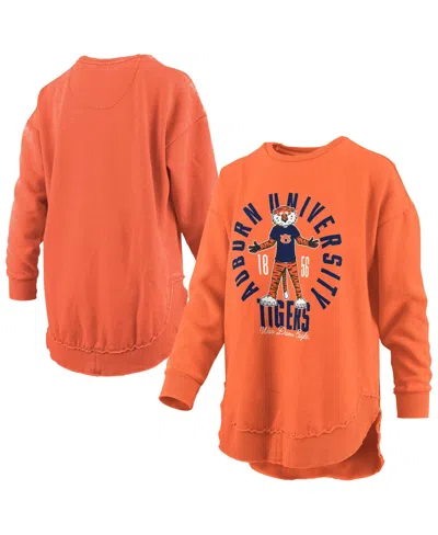 Pressbox Women's Auburn Tigers Blitz Fleece-lined Long-sleeve Crewneck T-shirt In Orange