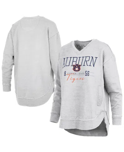 Pressbox Women's Auburn Tigers Marcus East Hall Poncho V-neck Graphic Sweatshirt In Gray