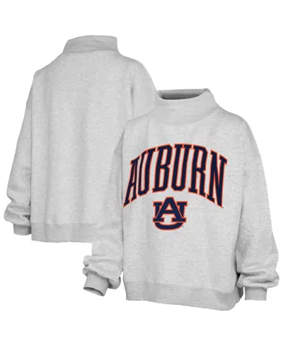 Pressbox Women's Auburn Tigers Nelson Texture Lingo Oversized Mock Neck Sweatshirt In Gray