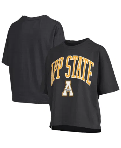 Pressbox Women's Black Appalachian State Mountaineers Oversized Nelson Arch Over Logo Slub T-shirt