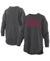 Pressbox Women's Black Arkansas Razorbacks Melange Poncho Vintage Fleece Long Sleeve Pullover Sweatshirt In Black