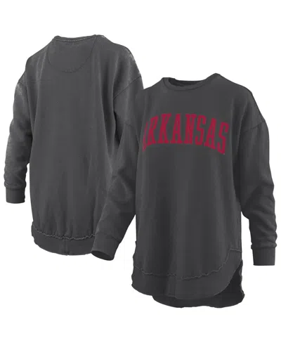 Pressbox Women's Black Arkansas Razorbacks Melange Poncho Vintage Fleece Long Sleeve Pullover Sweatshirt