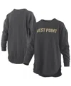 Pressbox Women's Black Army Black Knights Melange Poncho Vintage Fleece Long Sleeve Pullover Sweatshirt In Animal Print