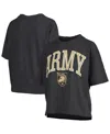Pressbox Black Army Black Knights Nelson Arch Over Logo Waist Length Oversized Slub T-shirt In Black