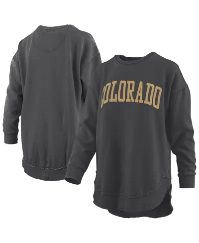 Pressbox Women's Black Colorado Buffaloes Melange Poncho Vintage Fleece Long Sleeve Pullover Sweatshirt