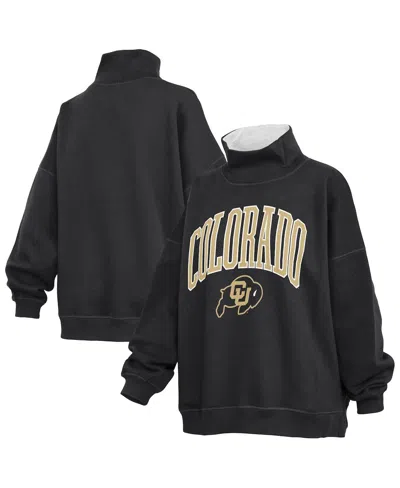 Pressbox Women's Black Colorado Buffaloes Oversized Mock Neck Sweatshirt