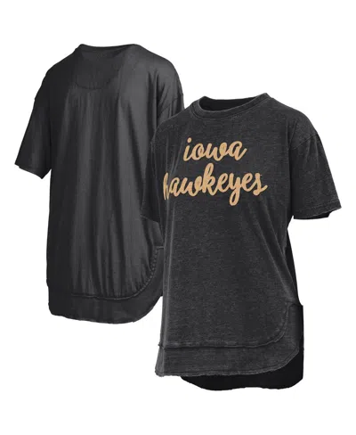 Pressbox Women's Black Iowa Hawkeyes Poncho T-shirt