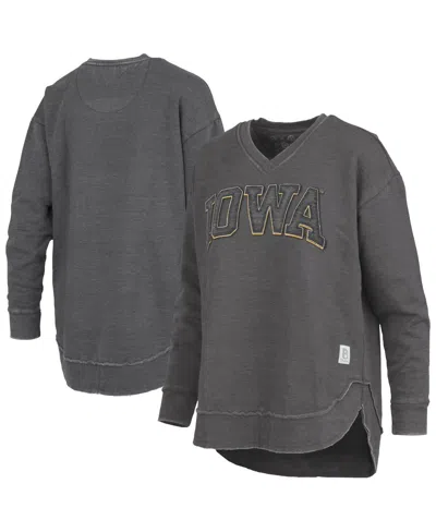 Pressbox Women's Black Iowa Hawkeyes Westin Poncho V-neck Pullover Sweatshirt