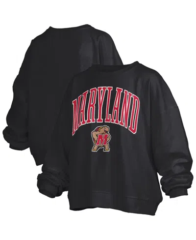 Pressbox Women's Black Maryland Terrapins Janise Fleece Sweatshirt