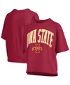 Pressbox Women's Cardinal Iowa State Cyclones Nelson Arch Over Logo Waist Length Oversized Slub T-shirt