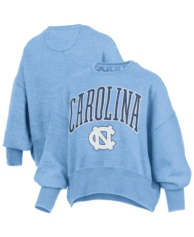 Pressbox Women's Carolina Blue North Carolina Tar Heels Oversized Waist-length Crewneck Sweatshirt