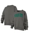 Pressbox Women's Charcoal Minnesota Golden Gophers Pocketed Raglan Pullover Sweatshirt In Gray
