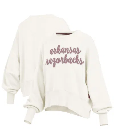 Pressbox Cream Arkansas Razorbacks Chelsea Oversized Pullover Sweatshirt In White