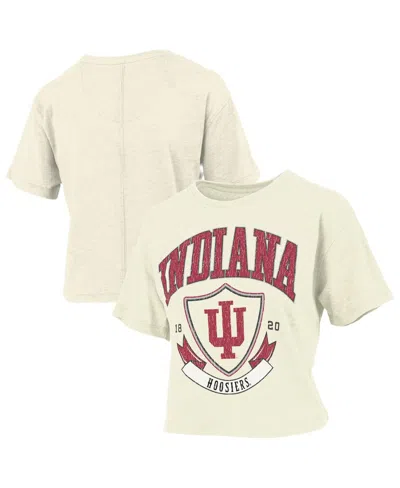 Pressbox Women's Cream Indiana Hoosiers Buckler Vintage Cropped T-shirt In White