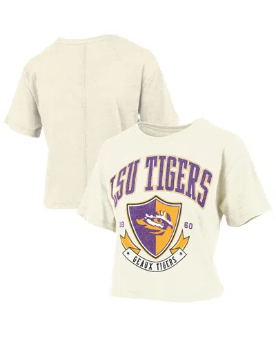 Pressbox Women's Cream Lsu Tigers Buckler Vintage Cropped T-shirt In White