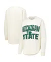 Pressbox Women's Cream Michigan State Spartans Poncho Fleece Crew Sweatshirt In White