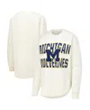Pressbox Women's Cream Michigan Wolverines Poncho Fleece Crew Sweatshirt In White