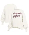 Pressbox Women's Cream Minnesota Golden Gophers Oversized Chelsea Waist Length Pullover Sweatshirt In White