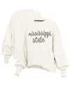 Pressbox Women's Cream Mississippi State Bulldogs Chelsea Oversized Pullover Sweatshirt In White