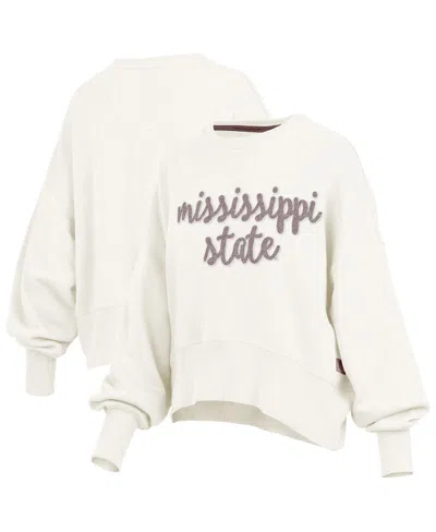 Pressbox Women's Cream Mississippi State Bulldogs Chelsea Oversized Pullover Sweatshirt In White