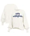 Pressbox Cream Navy Midshipmen Oversized Chelsea Waist Length Pullover Sweatshirt In White