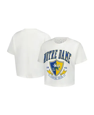 Pressbox Women's Cream Notre Dame Fighting Irish Buckler Vintage Cropped T-shirt