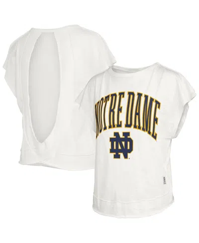 Pressbox Women's Cream Notre Dame Fighting Irish Nelson Movement Open Back Slub T-shirt In White