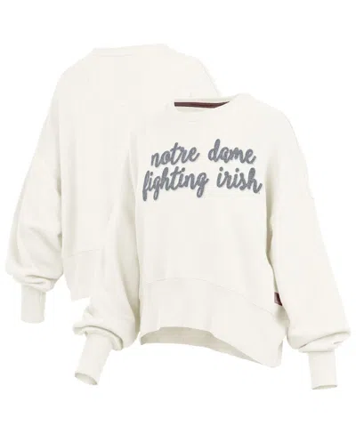Pressbox Women's Cream Notre Dame Fighting Irish Oversized Chelsea Waist Length Pullover Sweatshirt In White