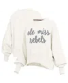 Pressbox Cream Ole Miss Rebels Chelsea Oversized Pullover Sweatshirt In White