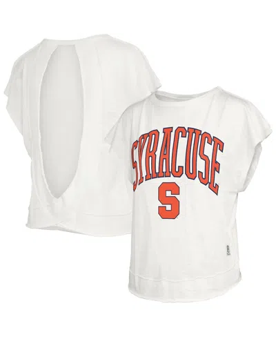 Pressbox Women's Cream Syracuse Orange Nelson Movement Open Back Slub T-shirt In White