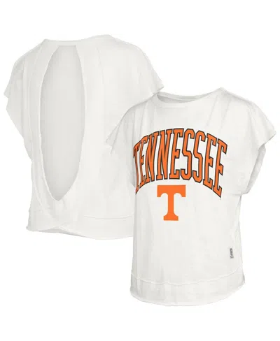 Pressbox Women's Cream Tennessee Volunteers Nelson Movement Open Back Slub T-shirt In White