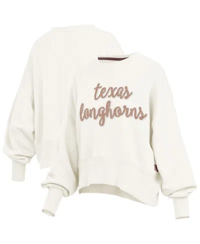 PRESSBOX WOMEN'S CREAM TEXAS LONGHORNS CHELSEA OVERSIZED PULLOVER SWEATSHIRT