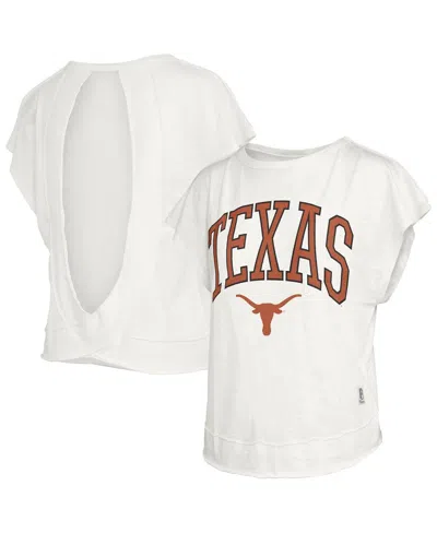 Pressbox Women's Cream Texas Longhorns Nelson Movement Open Back Slub T-shirt In White