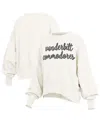 Pressbox Cream Vanderbilt Commodores Oversized Chelsea Waist Length Pullover Sweatshirt In White