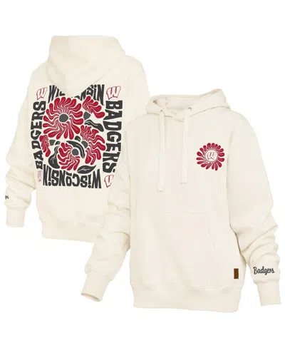 Pressbox Women's Cream Wisconsin Badgers Elena Janise Hoodie In White