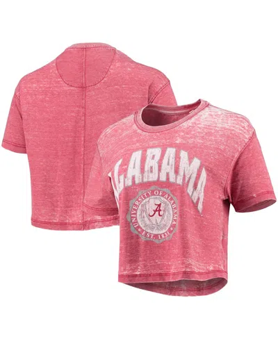 Pressbox Women's Crimson Alabama Crimson Tide Edith Burnout Crop T-shirt In Red