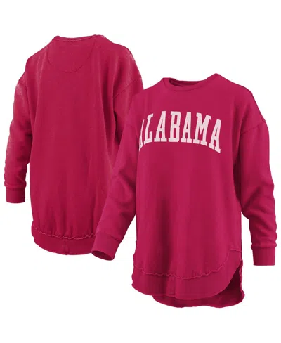 Pressbox Women's Crimson Alabama Crimson Tide Melange Poncho Vintage Fleece Long Sleeve Pullover Sweatshirt In Red