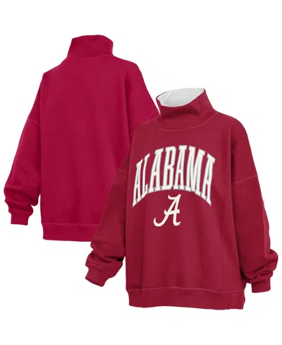 Pressbox Women's Crimson Alabama Crimson Tide Oversized Mock Neck Sweatshirt In Burgundy